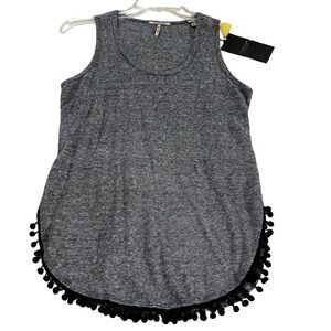 NWT Scotch & Soda Maison Scotch 100% Linen Scoop Neck Pom Pom Fringe Tank Top XS